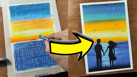 Cómo Dibujar Un Atardecer Con Óleo Pastel Paso A Paso Pareja Youtube