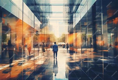 Premium Ai Image Blurring Office Walkway Building Entranceway With
