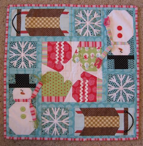 Winter Snowy Day Quilt Pattern Snowman Sleds Mittens Etsy In 2021