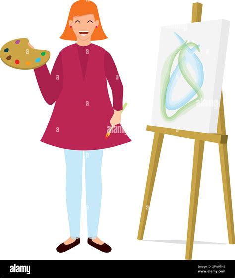 Woman Painter With Painting Gesture Illustration Stock Vector Image