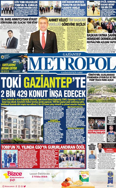 Haziran tarihli Gaziantep Metropol Gazete Manşetleri