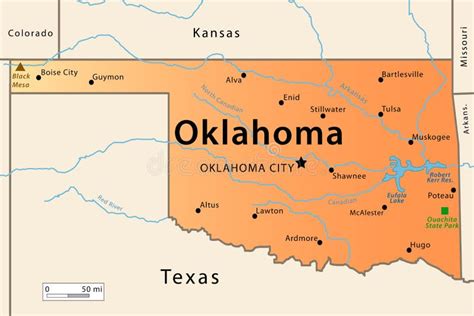 Oklahoma Map Stock Vector Illustration Of Guymon Colorado 30128073
