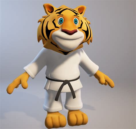 Karate Cartoon Tiger 3d Model Cgtrader