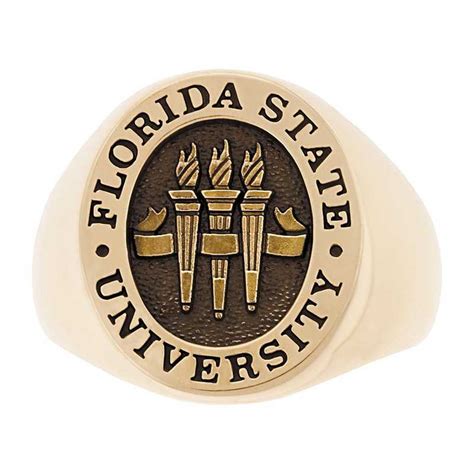 Florida State University Mens Large Signet Ring With Metal Top