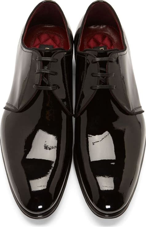 Dolce And Gabbana Black Patent Leather Portofino Derbys Leather Shoes