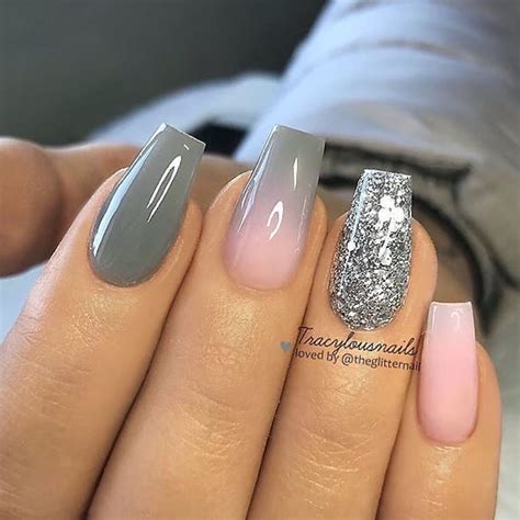 Gorgeous Pink And Grey Nails With Glitter For A Special Look The Fshn