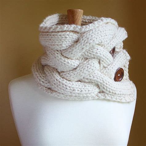 Braided Buttoned Scarf Fisherman Cream By Kmhutton On Etsy 5500
