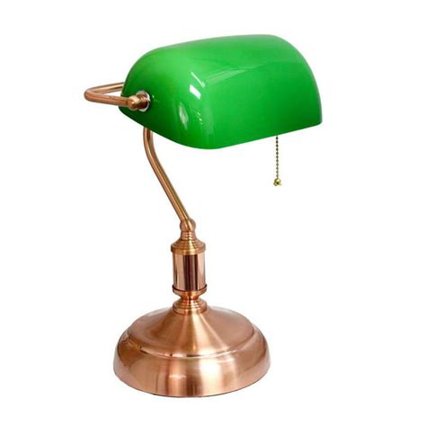 Executive Bankers Desk Lamp With Glass Shade