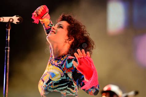 The Singer Of Arcade Fire Music Band Performs With The Crowd In Concert
