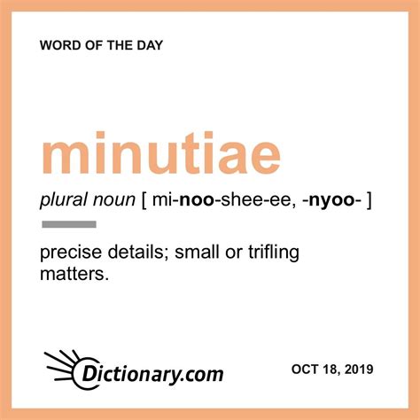 minutiae | Word of the Day | October 18, 2019 | Uncommon words, Word of ...
