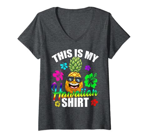 Womens Hawaiian Pineapple This Is My Hawaiian Shirt Tropical Luau V