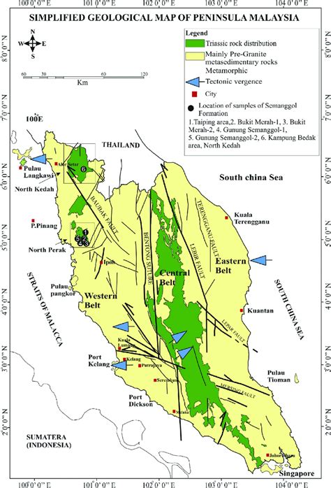 Geological Map Of The Peninsular Malaysia Boxes Illustrate The