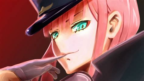 Darling In The Franxx Green Eyes Zero Two With Hat And Gloves 4k Hd