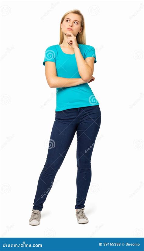 Thoughtful Woman With Hand On Chin Stock Photo Image Of View