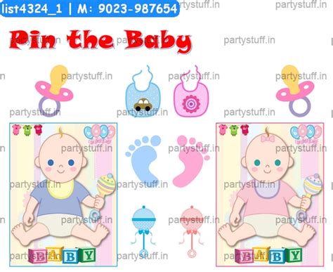 Baby Shower Pin The Dummy Game Activity Cards In Baby Shower Theme