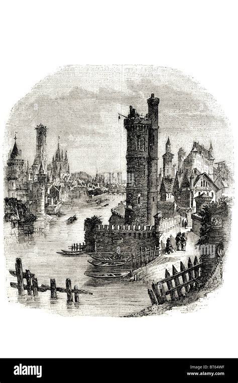 15th C Century Paris France River Seine Pariss Black Death 1348