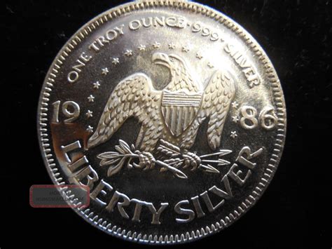 1986 1 Troy Oz 999 Fine Silver Liberty Silver Coin