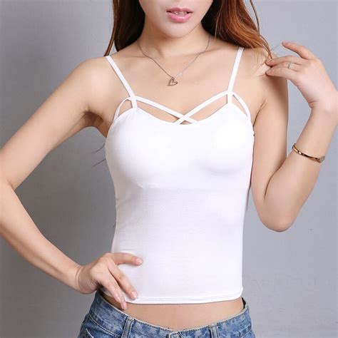 Summer Underwear Padded Straps Camisole Small White Vest Women Short