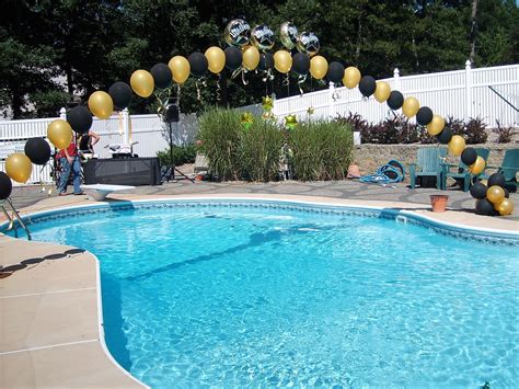 Summer Fun With Balloon Arches Over The Pool Single Pearl Balloon Arch Gold And Black Color