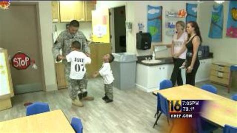 soldier surprises sons at school