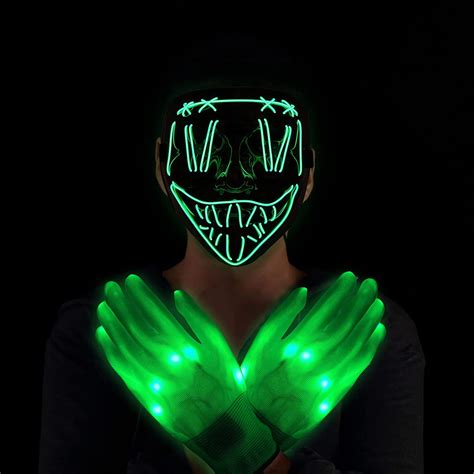 Light Up Purge Mask With Led Gloves Led El Wire Cosplay Mask For