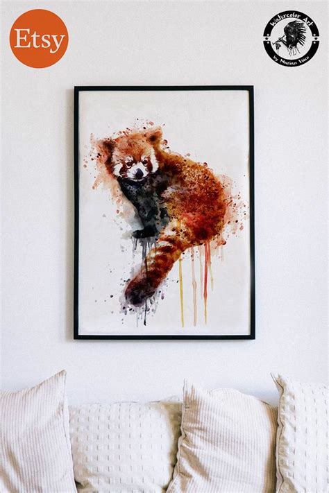 Cute Red Panda Watercolor Painting Red Panda Printable Wall Etsy Uk