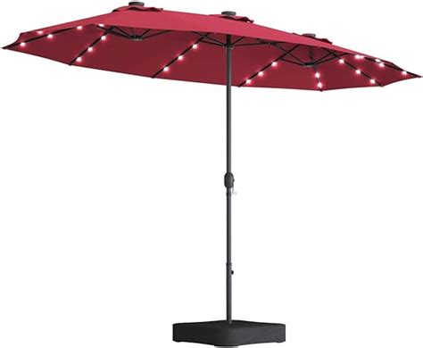 Tangkula 15 Ft Solar Led Patio Double Sided Umbrella With Base Outdoor