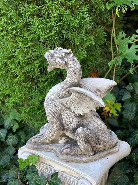 Dragon Statue 25 Lb Concrete Dragon Cement Dragons Garden Etsy