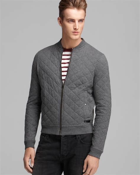 Lyst Burberry Brit Marvel Quilted Cotton Bomber Jacket In Gray For Men