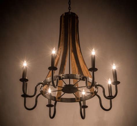 Barrel Steve Madera 8 LT Extra Large Wood And Iron Chandelier Grand