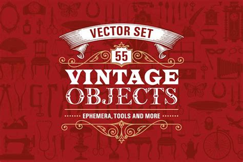 55 Vintage Retro Objetos Vector Kit Por Digiselector En Envato Elements