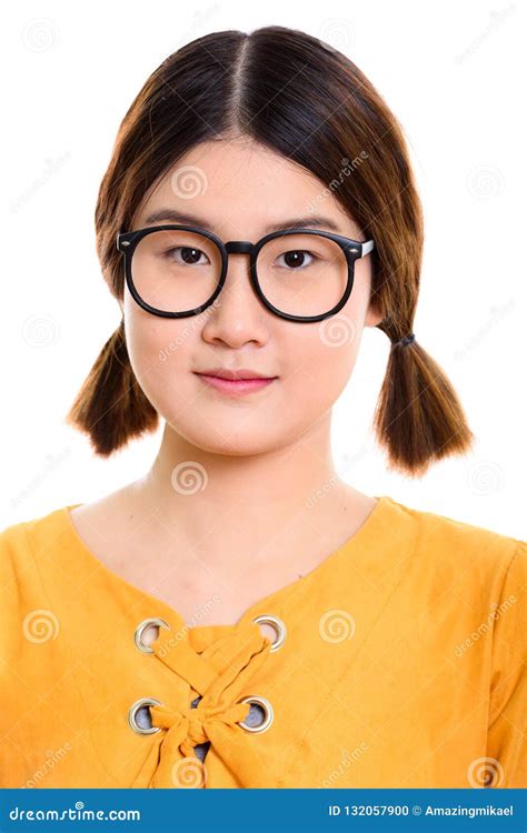 Face Of Young Beautiful Asian Woman Wearing Eyeglasses Stock Photo