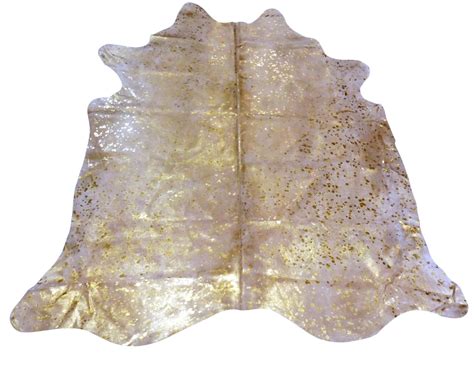 I 163 Gold Metallic Cowhide Rug On Off White 83 X By Cowhidesusa