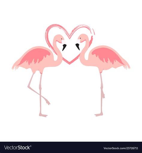 Cartoon Pink Flamingos Cute Flamingo Couple Birds Vector Image