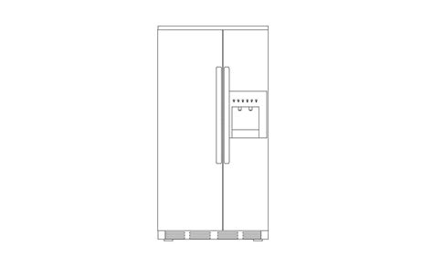 Double Door Refrigerator Dwg Cad Block In Autocad Free Cad Plan