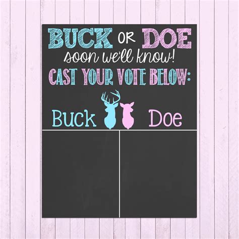 Buck Or Doe Hunting Pregnancy Gender Reveal Chalkboard Poster