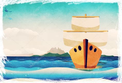Barco De Dibujos Animados En El Mar 2023