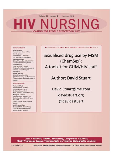 Pdf Sexualised Drug Use By Msm Chemsex A Toolkit For Gumhiv Staff