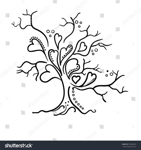 Whimsical Tree Design Hearts Stock Vector 399608932 Shutterstock