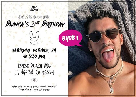 Bad Bunny Birthday Invitation Template