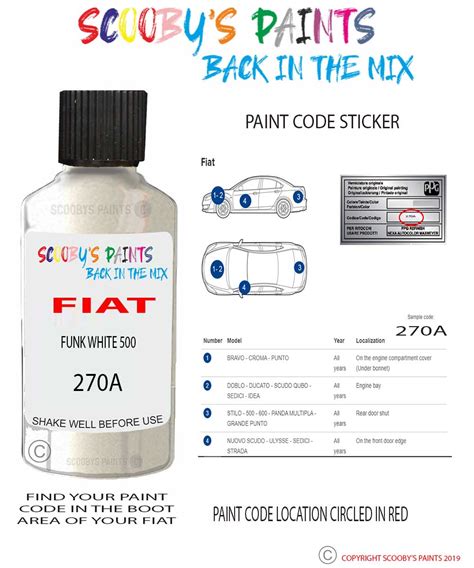 Paint For Fiatlancia Panda 4x4 Funk White 500 Code 270a Car Touch Up