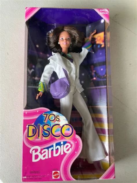 Mattel Barbie Disco 70s White Outfit With Brunette Hair Nrfb Mib 29
