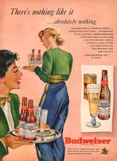 Budweiser Beer Girls Absolutely Nothing 1949 Mad Men Art Vintage Ad