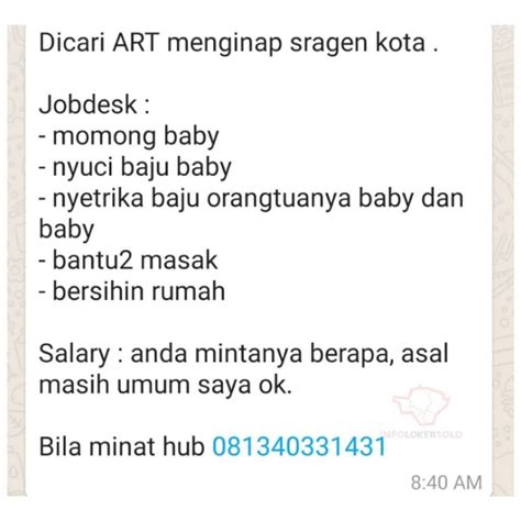 Tertarik ingin mendaftar untuk lowongan kerja dari kemlu? Lowongan Kerja Asisten Rumah Tangga di Sragen - INFO LOKER ...
