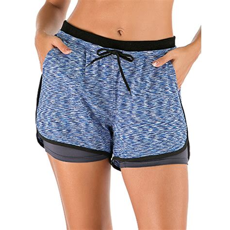 Dodoing Womens Activewear Workout Sport Shorts Double Layer Running Yoga Shorts Quick Dry