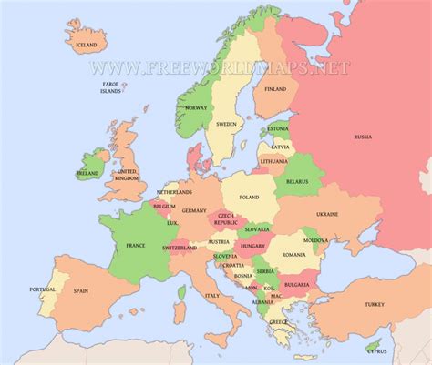 Large Detailed Political Map Of Europe With All Capitals Map Of