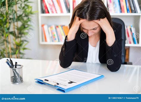 Sad Businesswoman During Job Interview Portrait Stock Image Image Of