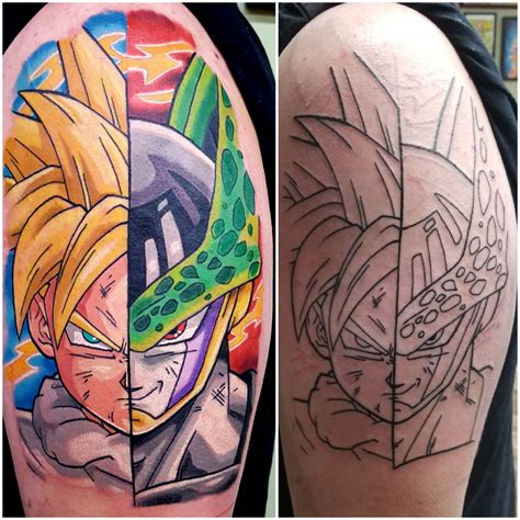 Gohan And Cell Faceoff Done By Andrew Douglas Neon Dragon Tattoo In