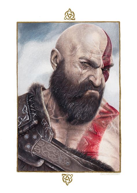 Coloured Pencil Drawing Of Kratos God Of War Rgaming