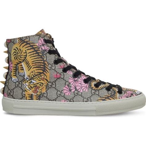 Gucci Major Tiger Print Canvas High Top Trainers £455 Liked On